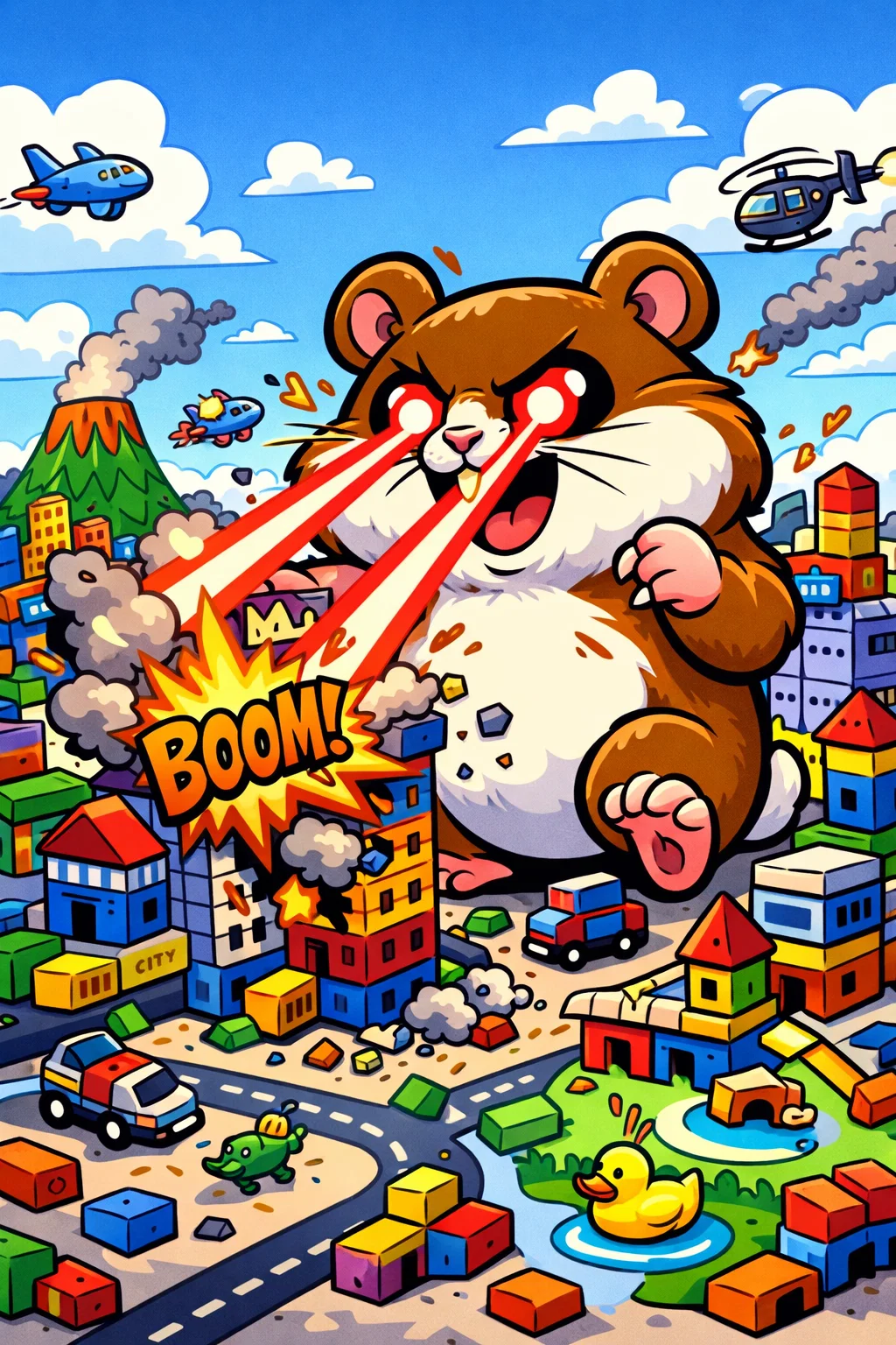 Hamster Géant aux Yeux Laser qui Détruit une Ville