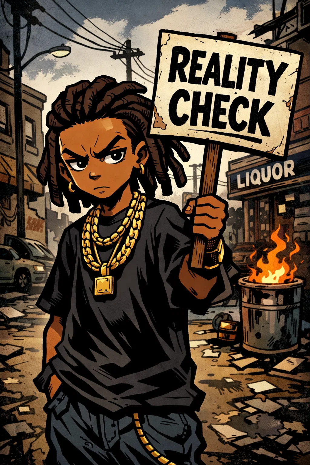 Jeune Rebelle Tenant un Panneau “Reality Check”