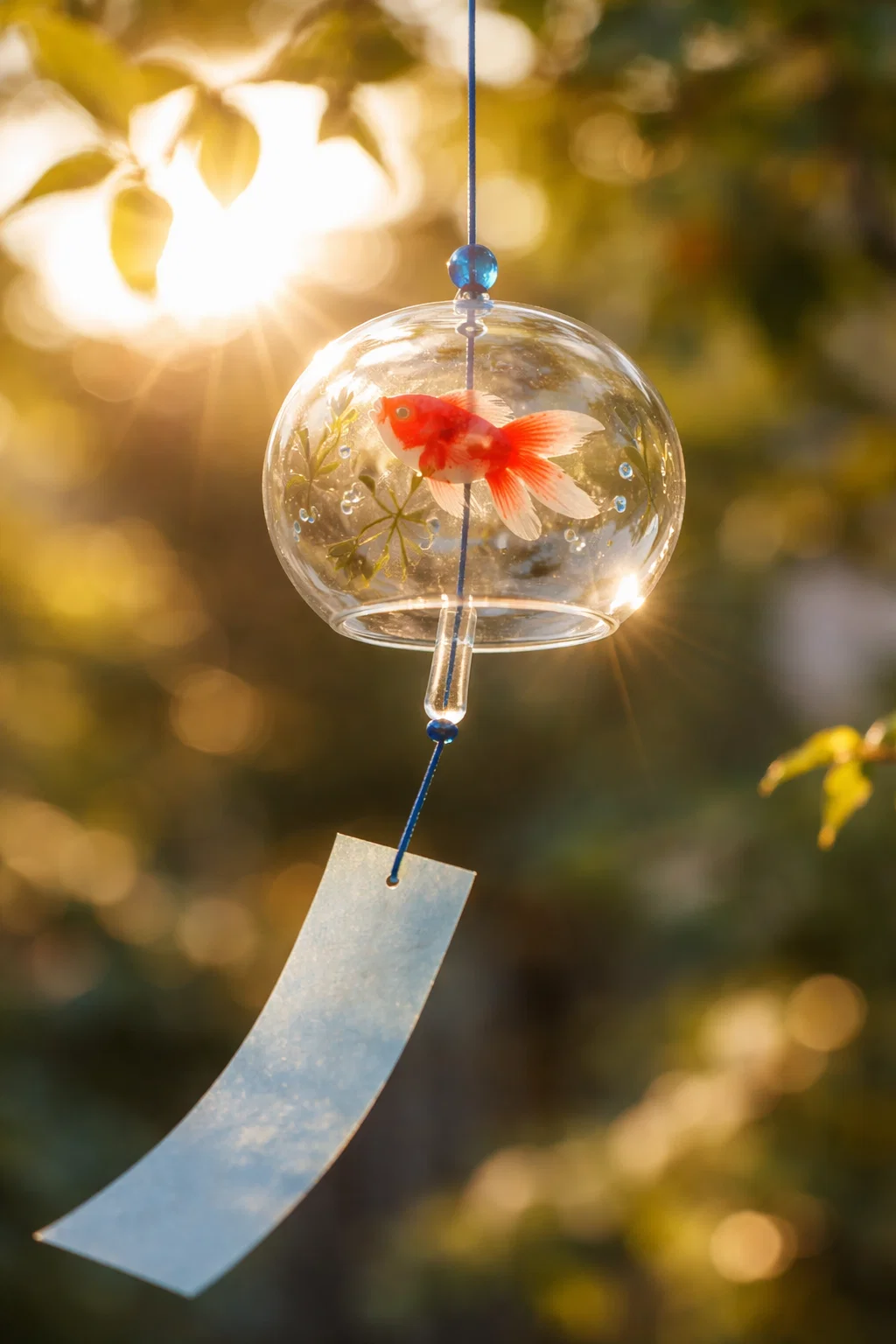Clochette japonaise en verre avec poisson rouge