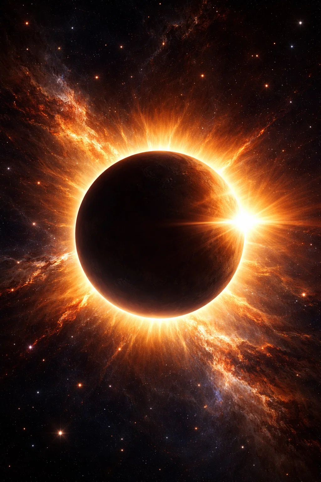 Éclipse d’une planète avec explosion lumineuse