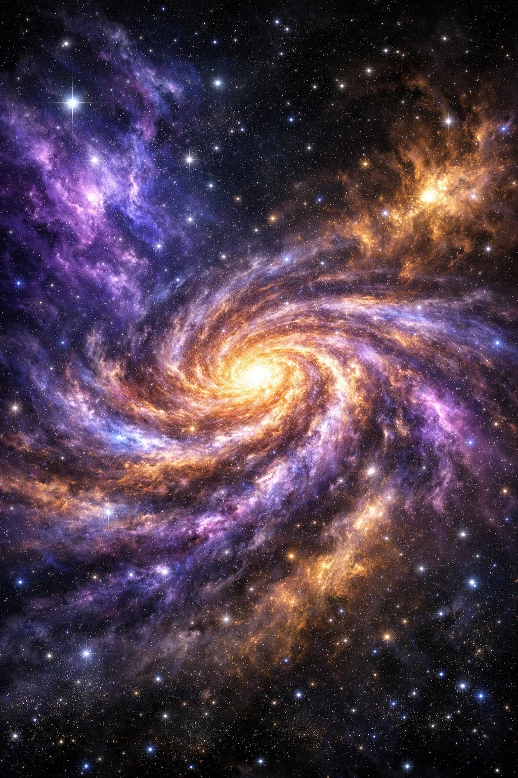 Galaxie spirale lumineuse dans l’espace profond