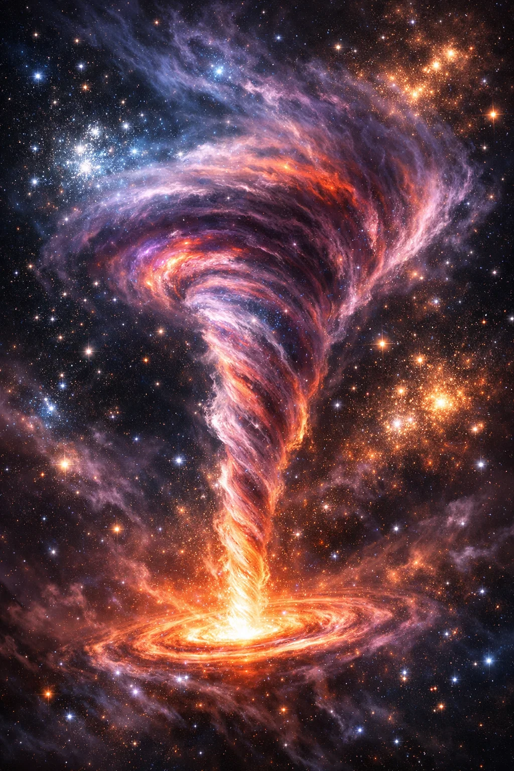 Tornade cosmique de gaz et d’étoiles