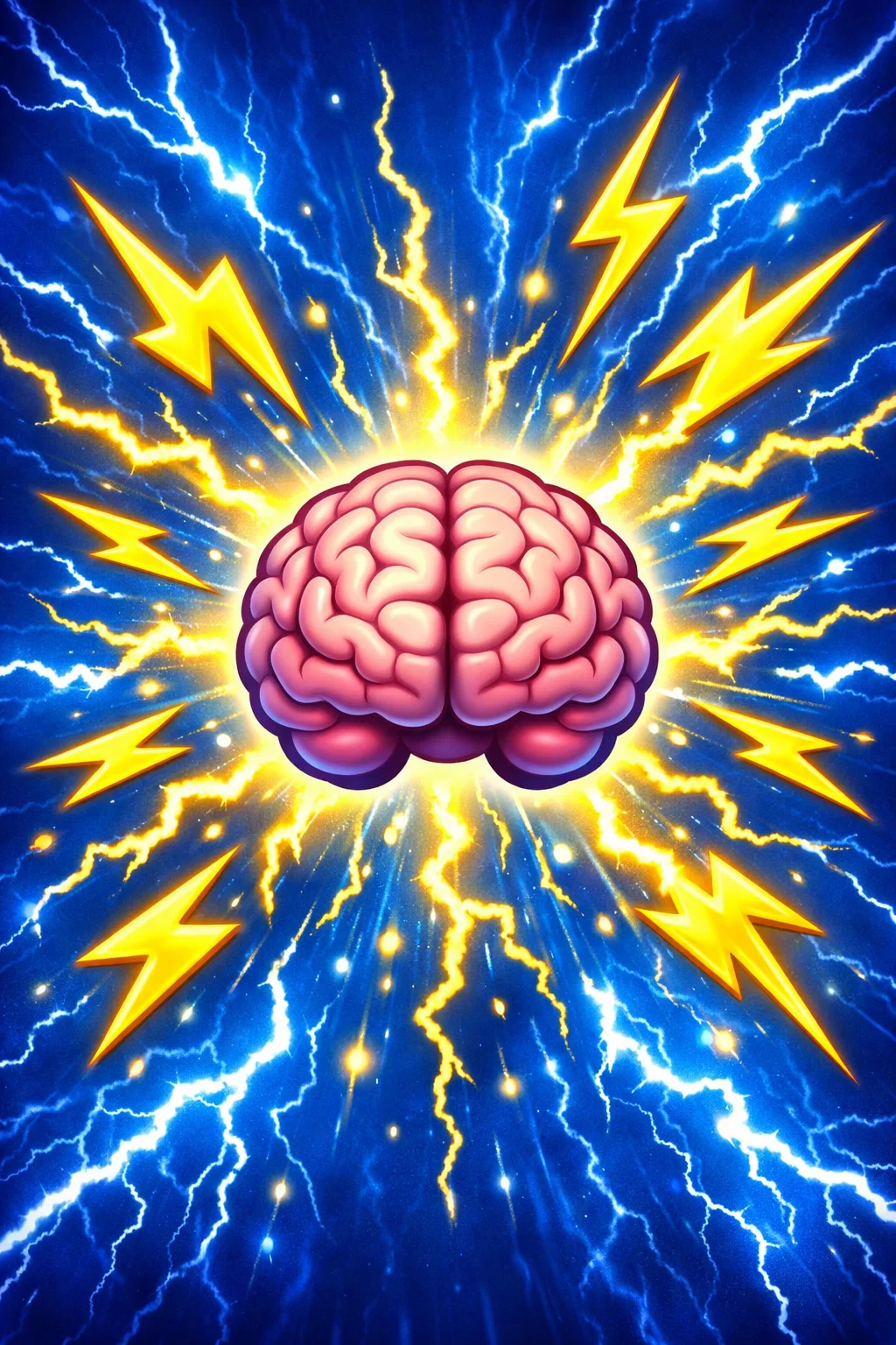 Cerveau lumineux avec éclairs d’énergi