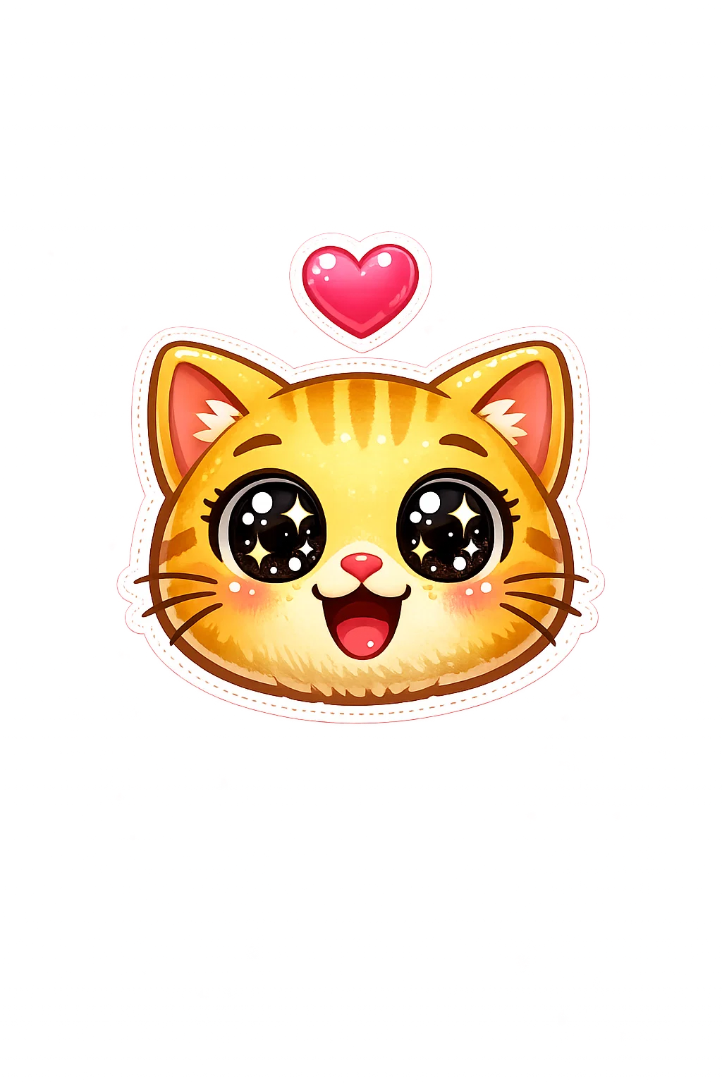 Chat mignon emoji avec cœur au dessus de la tête