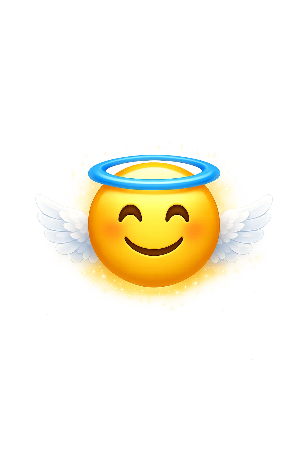 Emoji ange avec auréole et ailes brillantes