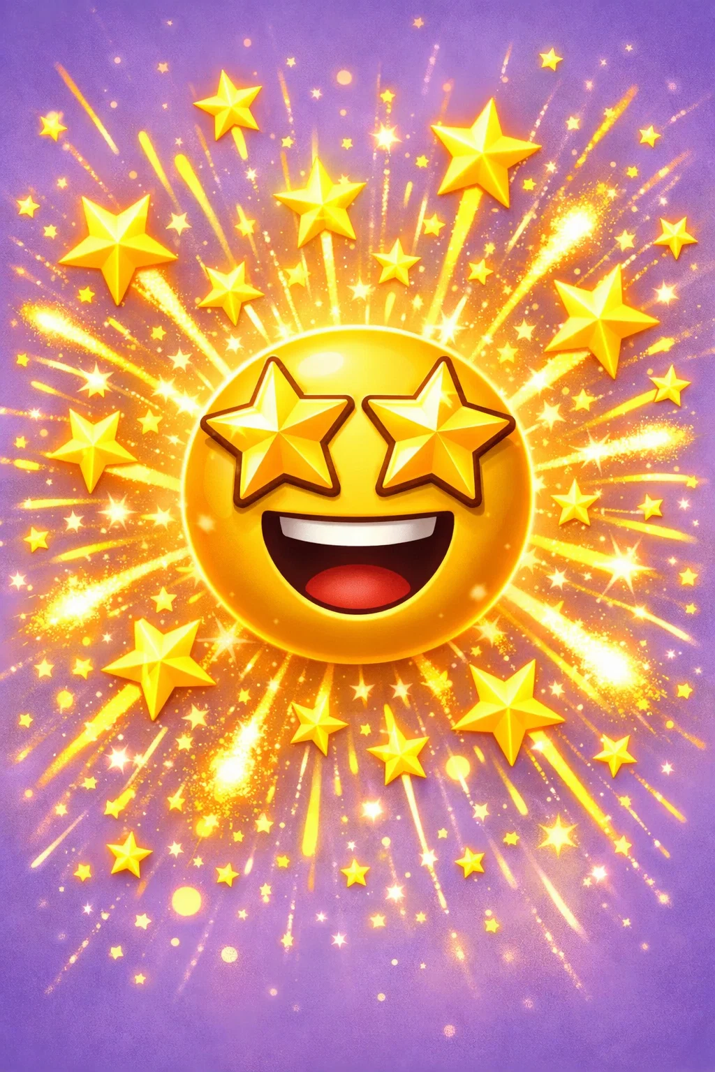 Emoji étoiles dans les yeux avec explosion lumineuse