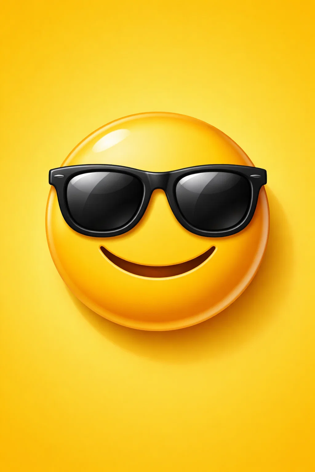 Emoji sourire avec lunettes de soleil sur fond jaune