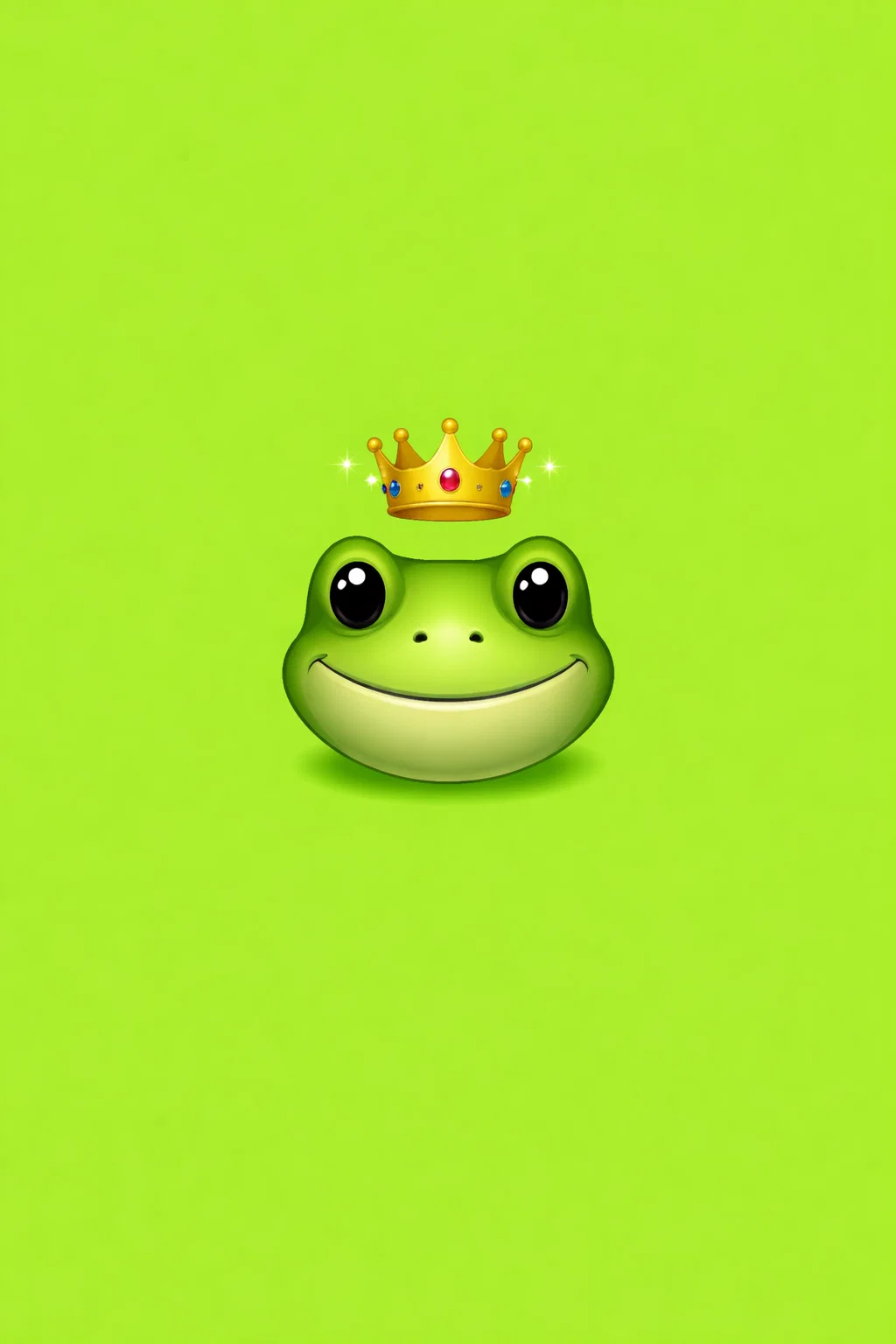 Grenouille emoji avec une couronne sur fond vert