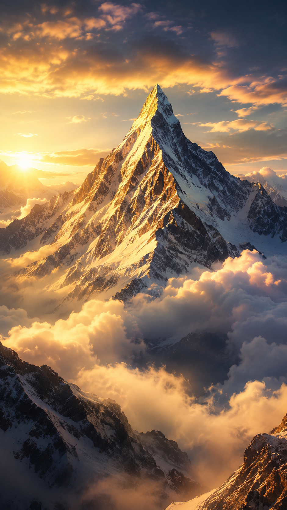 Sommet alpin doré au lever du soleil