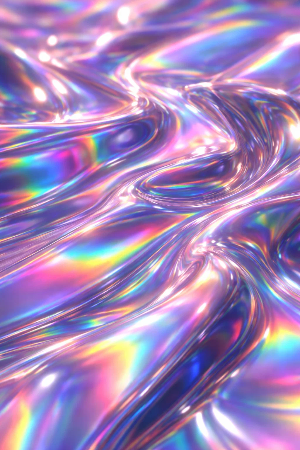 surface holographique, texture iridescente, métal liquide holographique, reflets arc en ciel, abstraction futuriste, surface chromée, esthétique cyber futuriste, textur