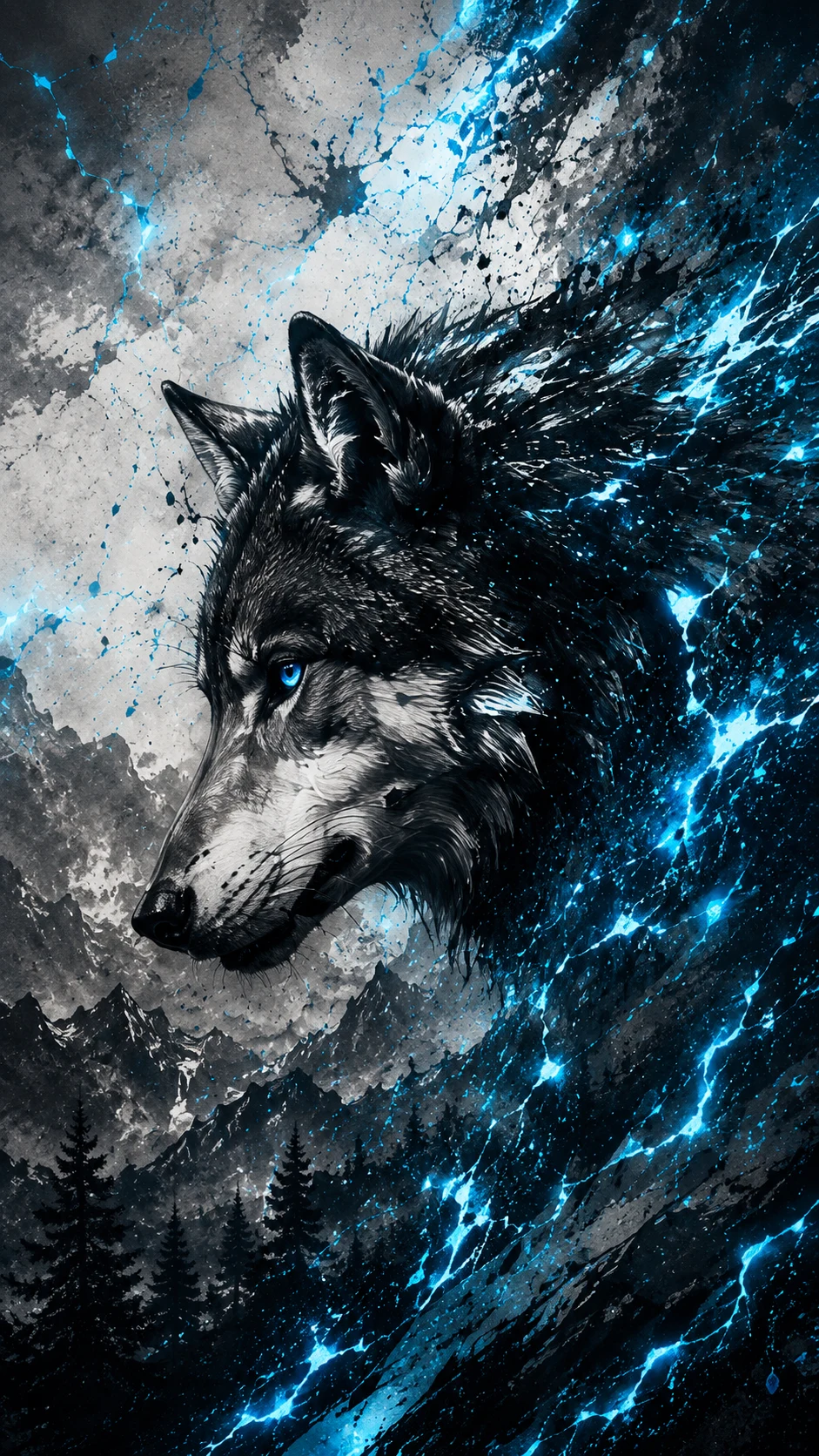 Loup graph bleu éléctrique