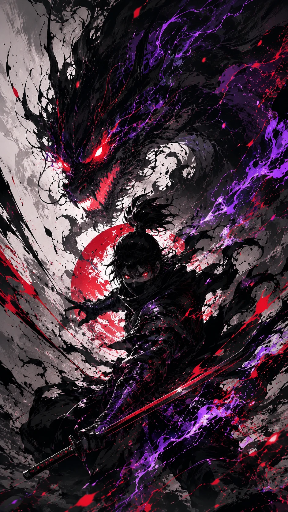 Homme sabre invocation monstre fumé
