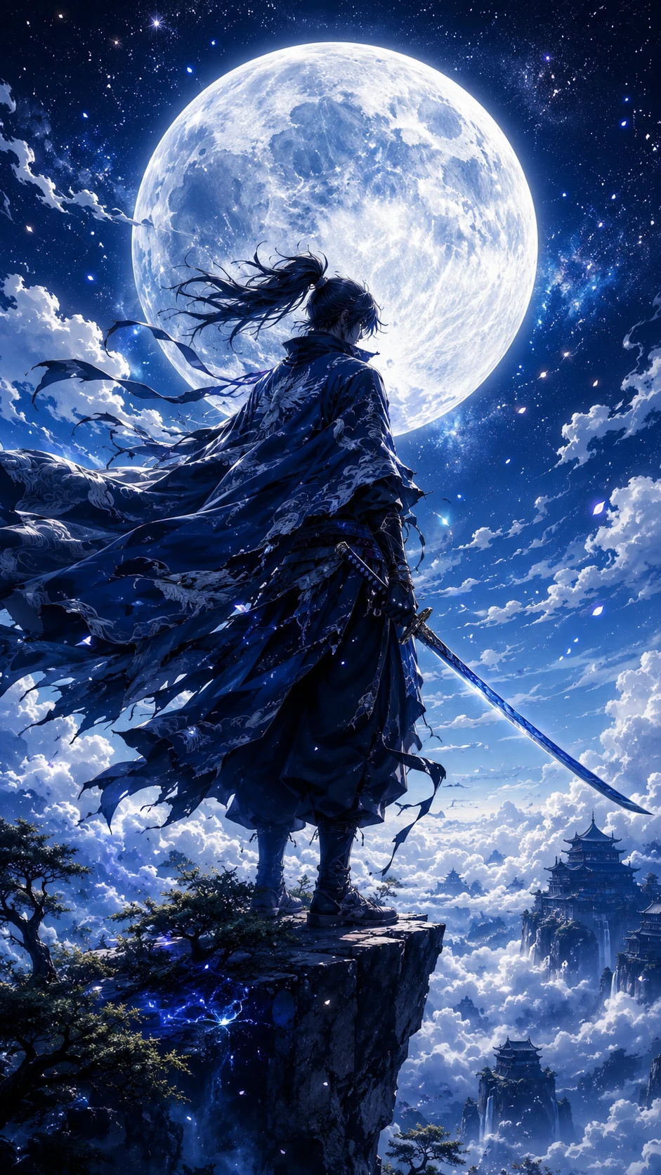 Homme en haut montage bleu sabre