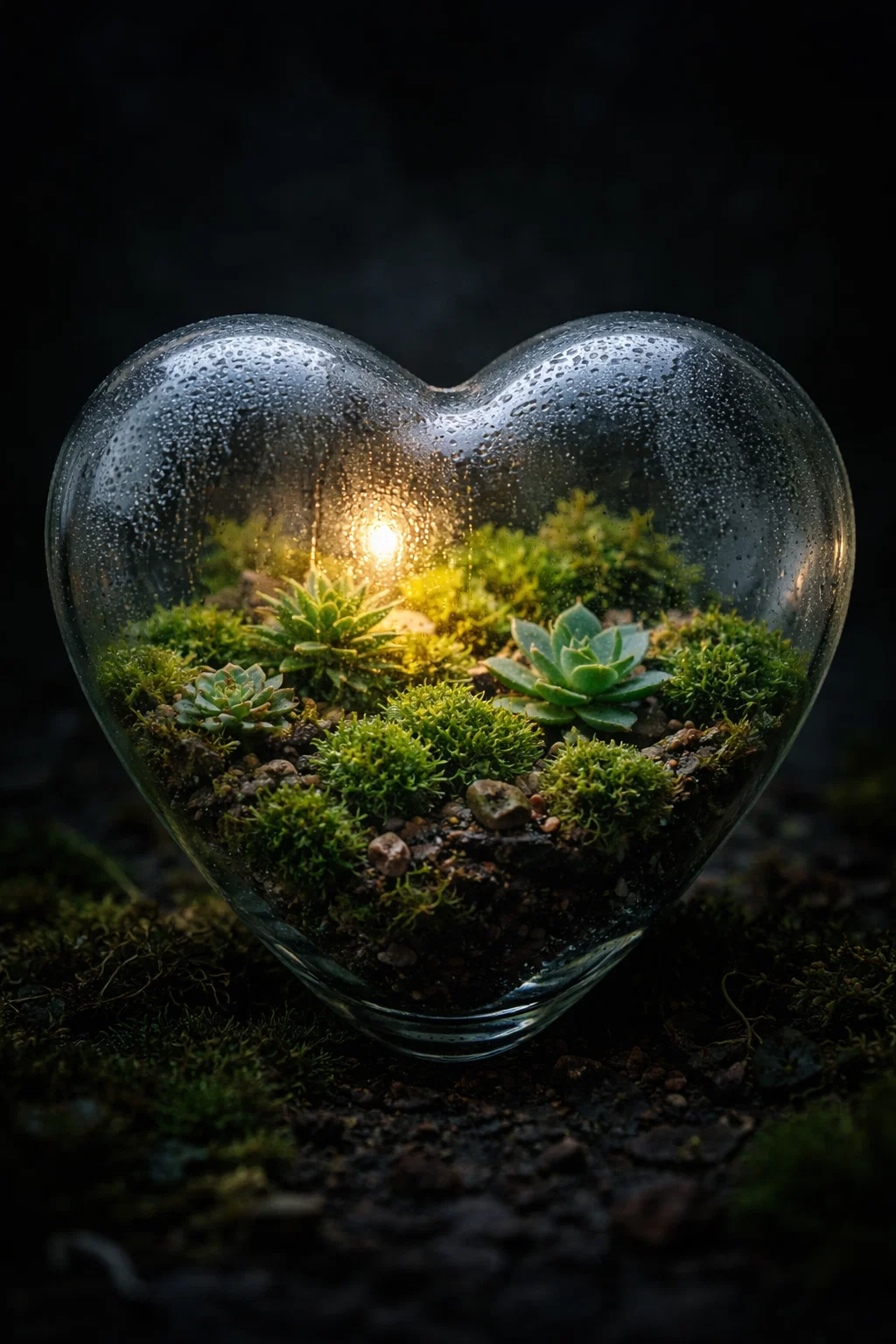 Cœur terrarium végétal