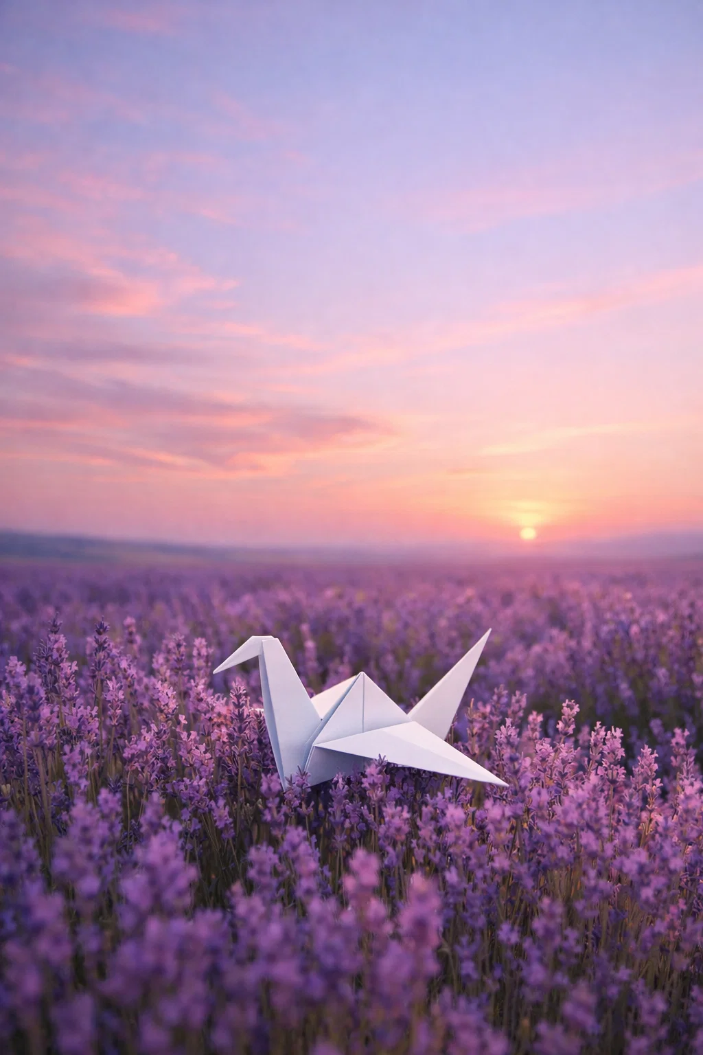 Grue origami lavande