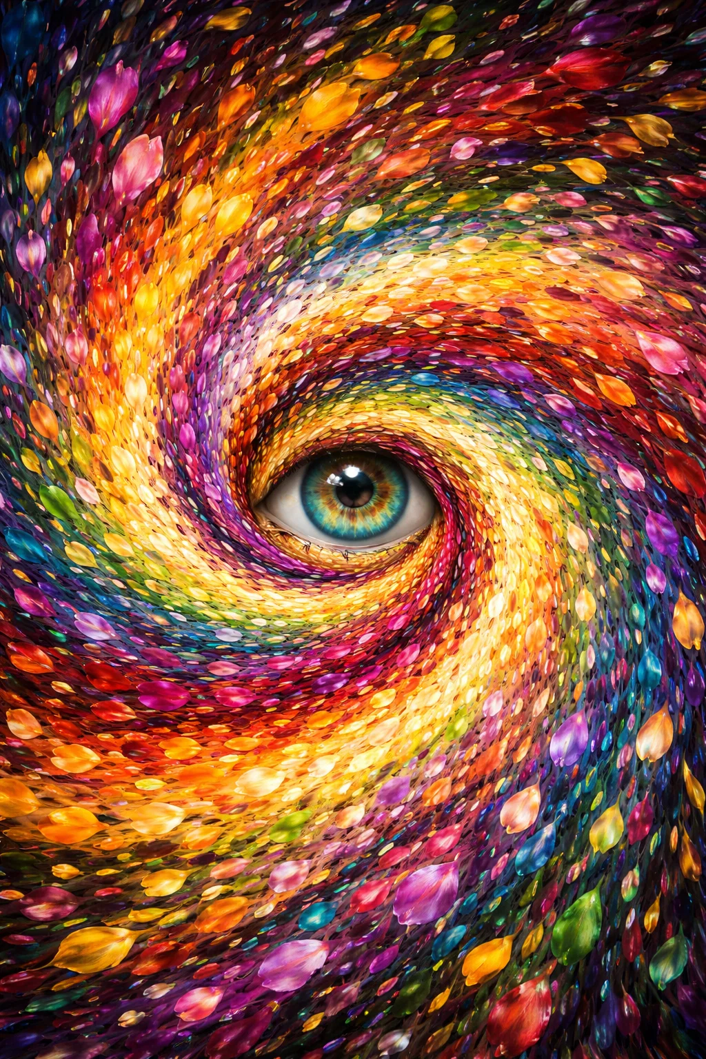Œil vortex pétales colorés