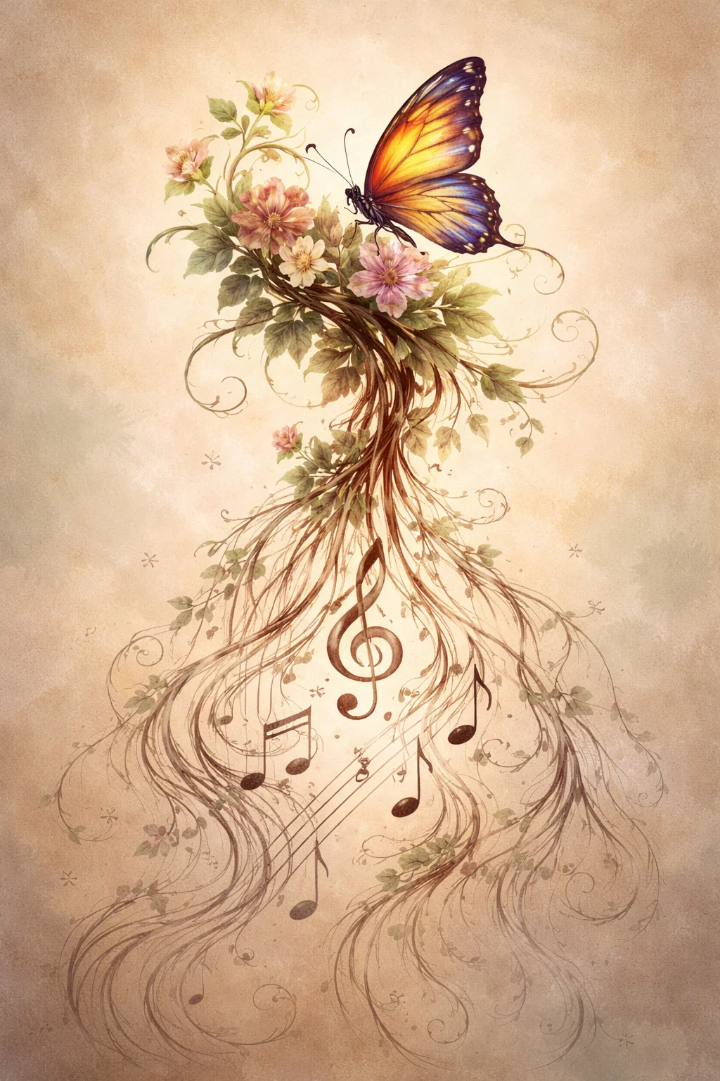 Papillon musique florale