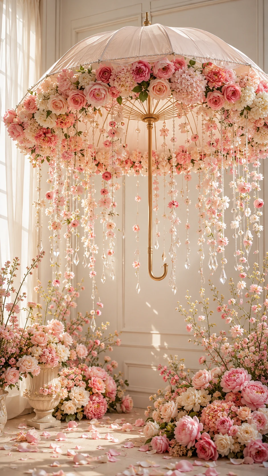 Parapluie floral cristal
