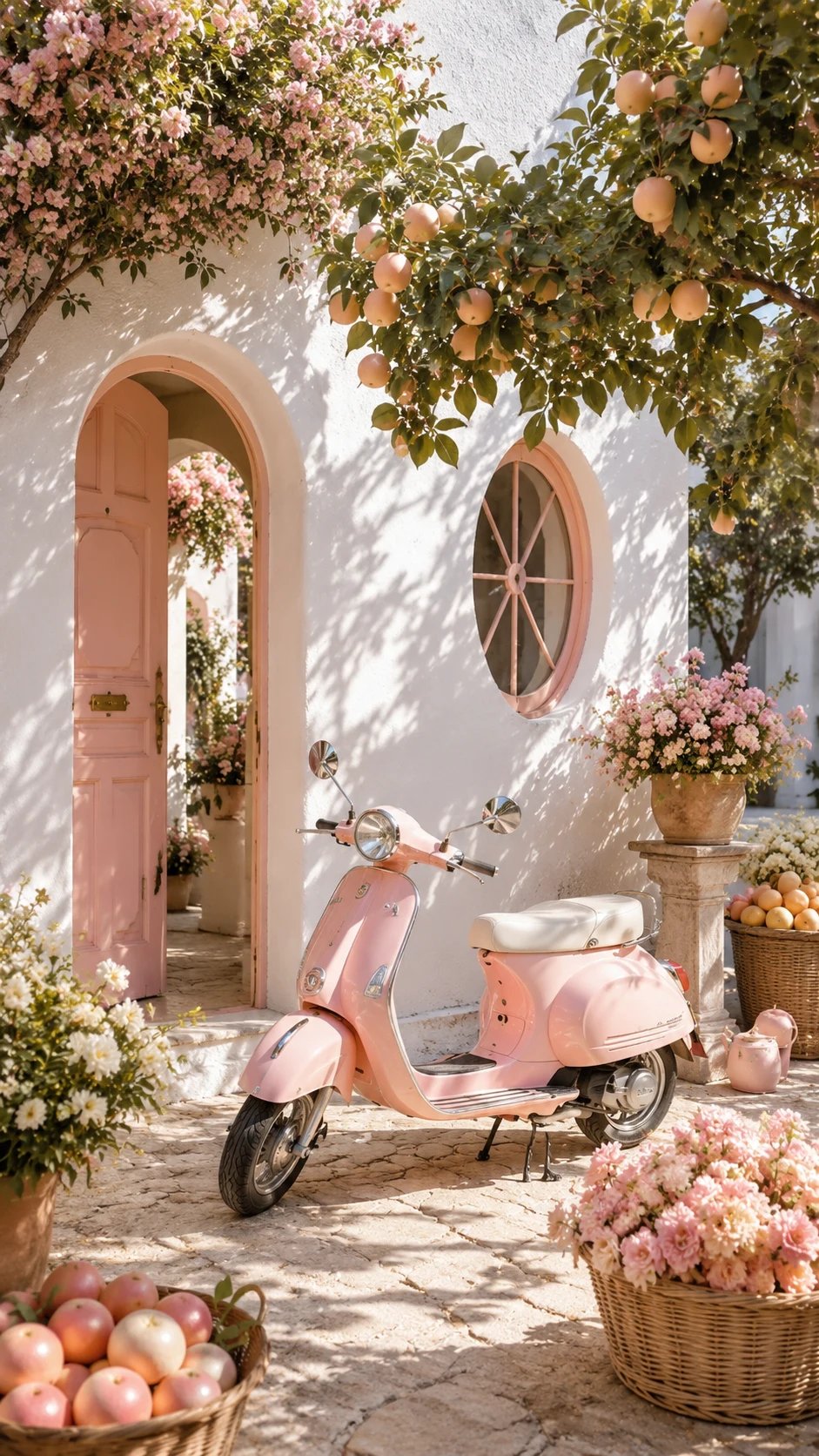 Scooter rose jardin fruité